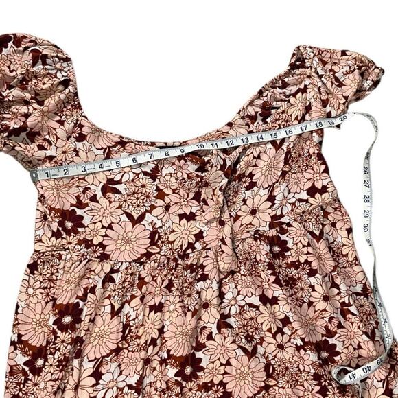 Volcom Women's Goovestone Printed Short Babydoll Dress Dark Clay Size XL/12 - Picture 9 of 12